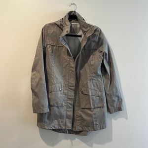 Mondatta women’s heathered grey Light weight rain coat parka size small